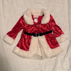 Little Lass Red Velvet dress with White Trim